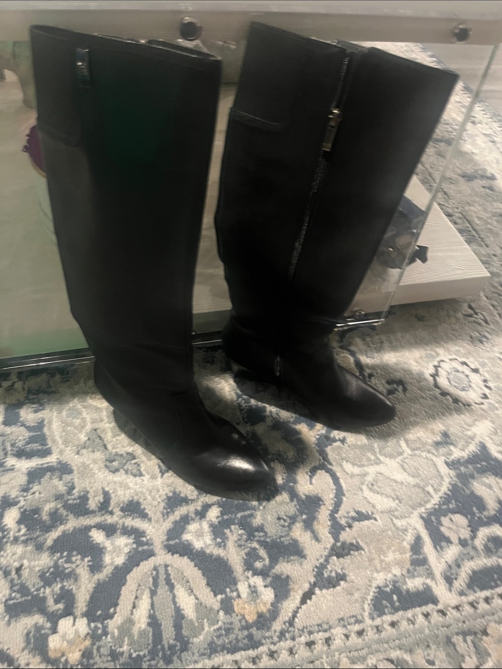 Anne Klein Black Over-the-Knee Zip Riding Boots